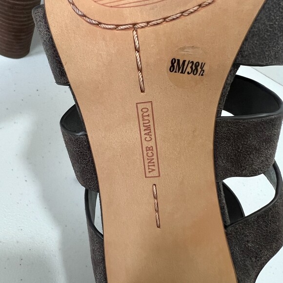 Vince Camuto Phandras Stacked Heel Sandal Heels Dark Taupe Women's 8 M - Picture 10 of 10